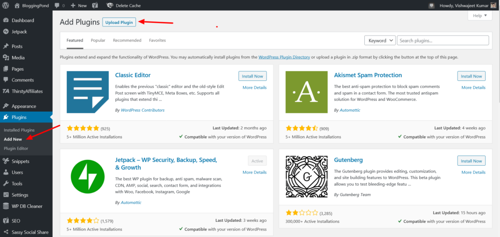 Upload GeneratePress Premium