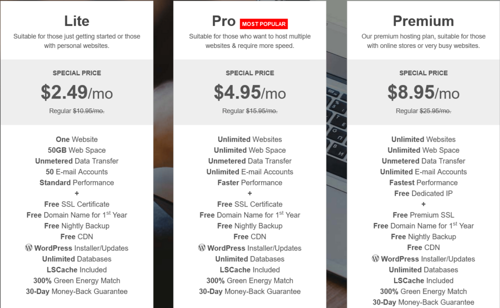 GreenGeeks pricing